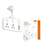 LDNIO SC2413 2-Outlet Universal Extension Socket with PD & QC 3.0 Fast Charger