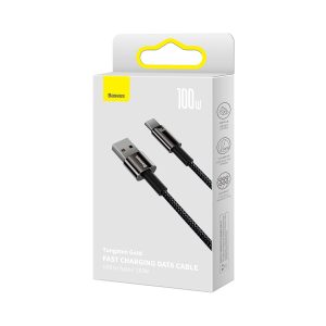 Baseus Tungsten USB to Type-C 100W 2M - Gold Fast Charging Data Cable (Black)