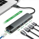 Type C to 5 In 1 HUB (LAN + TYPE-C + HDMI + USB3.0*2)