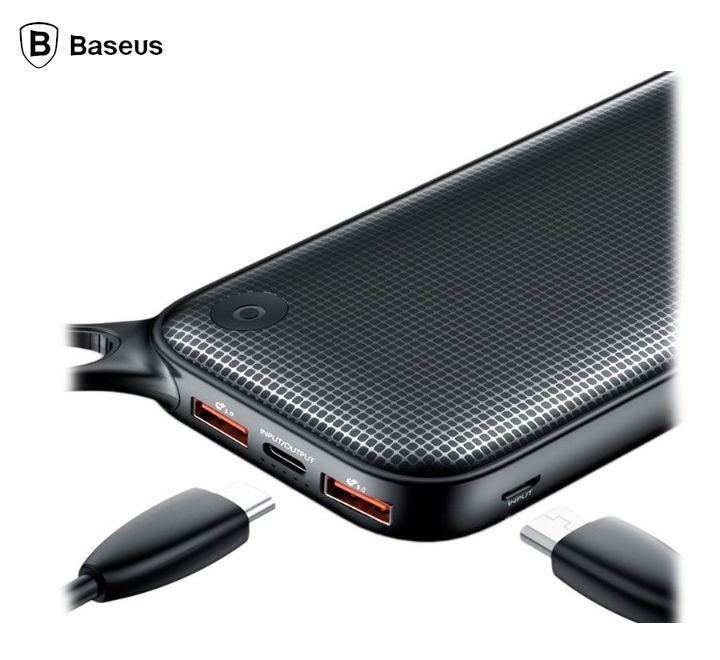 Baseus 20000mAh USB Type-C + Dual USB PD Flash Charging Quick Charge 3.0 Power Bank - 18W - Black