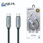Logilink Type C To Type C Nylon Fast Charging Data Cable With Ligh1m (1 Year Warranty) Black