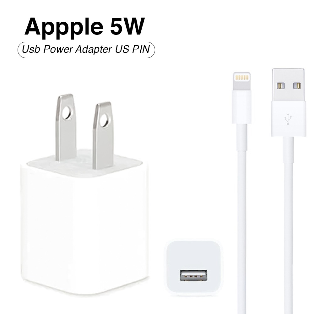 Iphone Usb 5w Power Adaptor Us Pin With Lightning To Usb Cable(copy)
