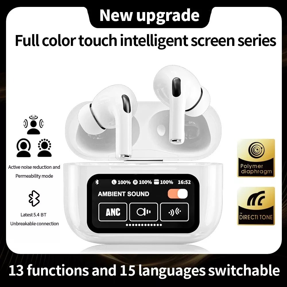 White New A9 Pro Apple Airpods Anc/enc Zhongkelqnxun Noise Reduction Touch Control Bluetooth 5.4 Wireless Earbuds (copy)